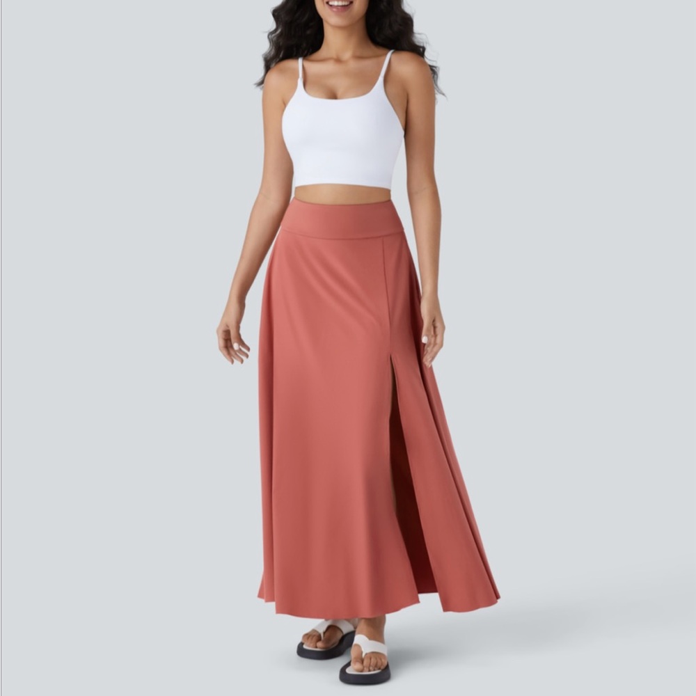 Halara Breezeful High Waisted Pocket 2-in-1 Flowy Quick Dry Maxi Skirt, Size L - Picture 2 of 7